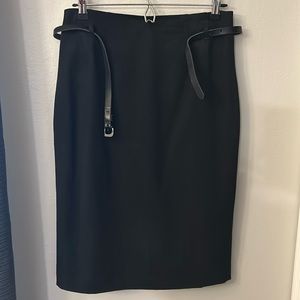 Belted knee length pencil skirt